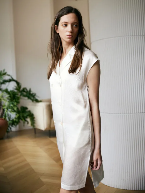 Textured Lapel Sleeveless Dress sold by BERLOOK