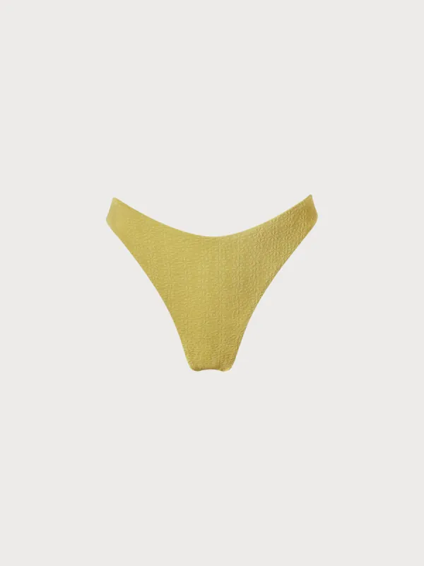 Yellow V-Cut Solid Bikini Bottom sold by BERLOOK