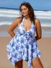 Floral Plus Size Halter Tankini Top sold by BERLOOK
