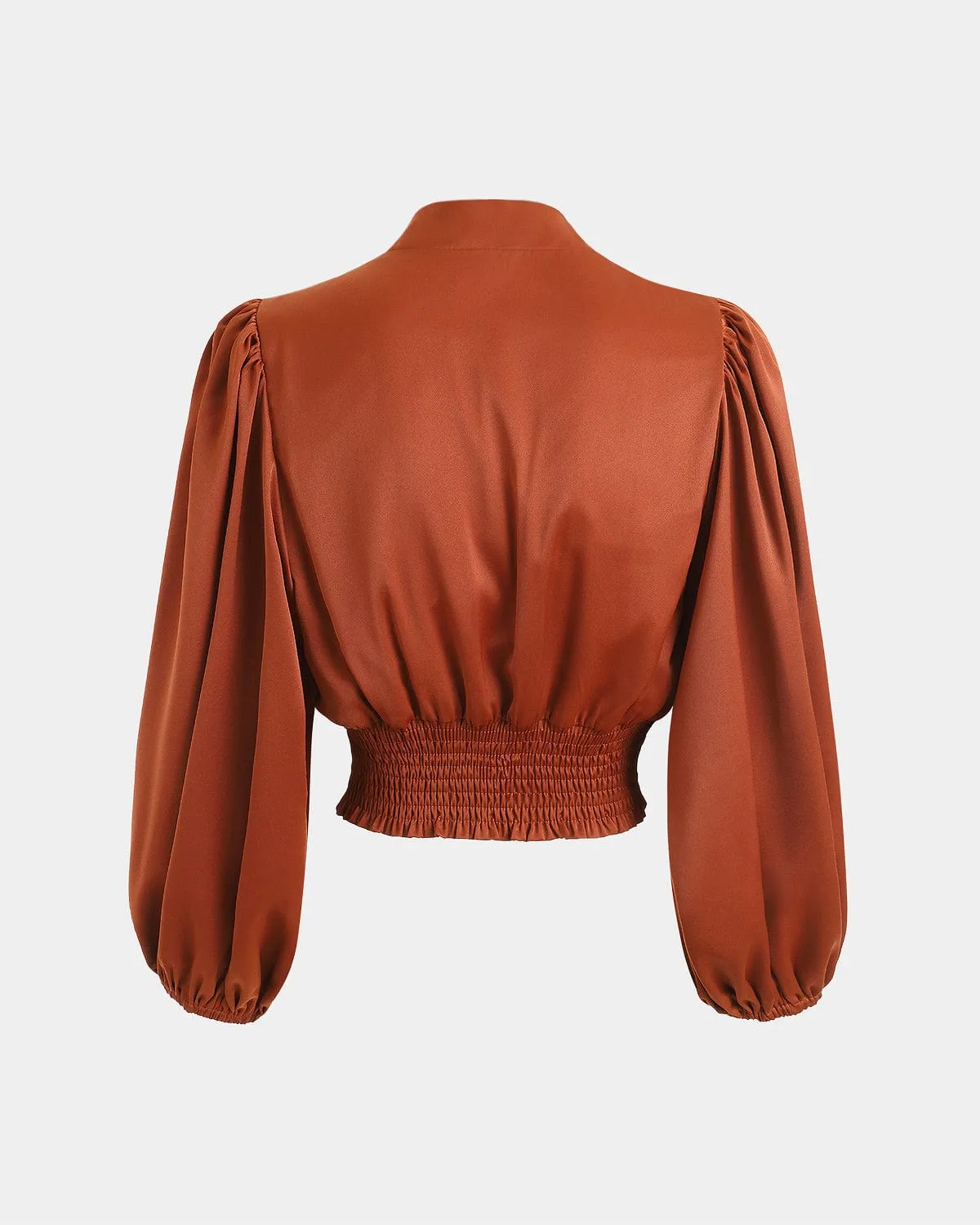 Samiol The Balloon Sleeves Satin Crop Blouse sold by BERLOOK product image thumbnail 2