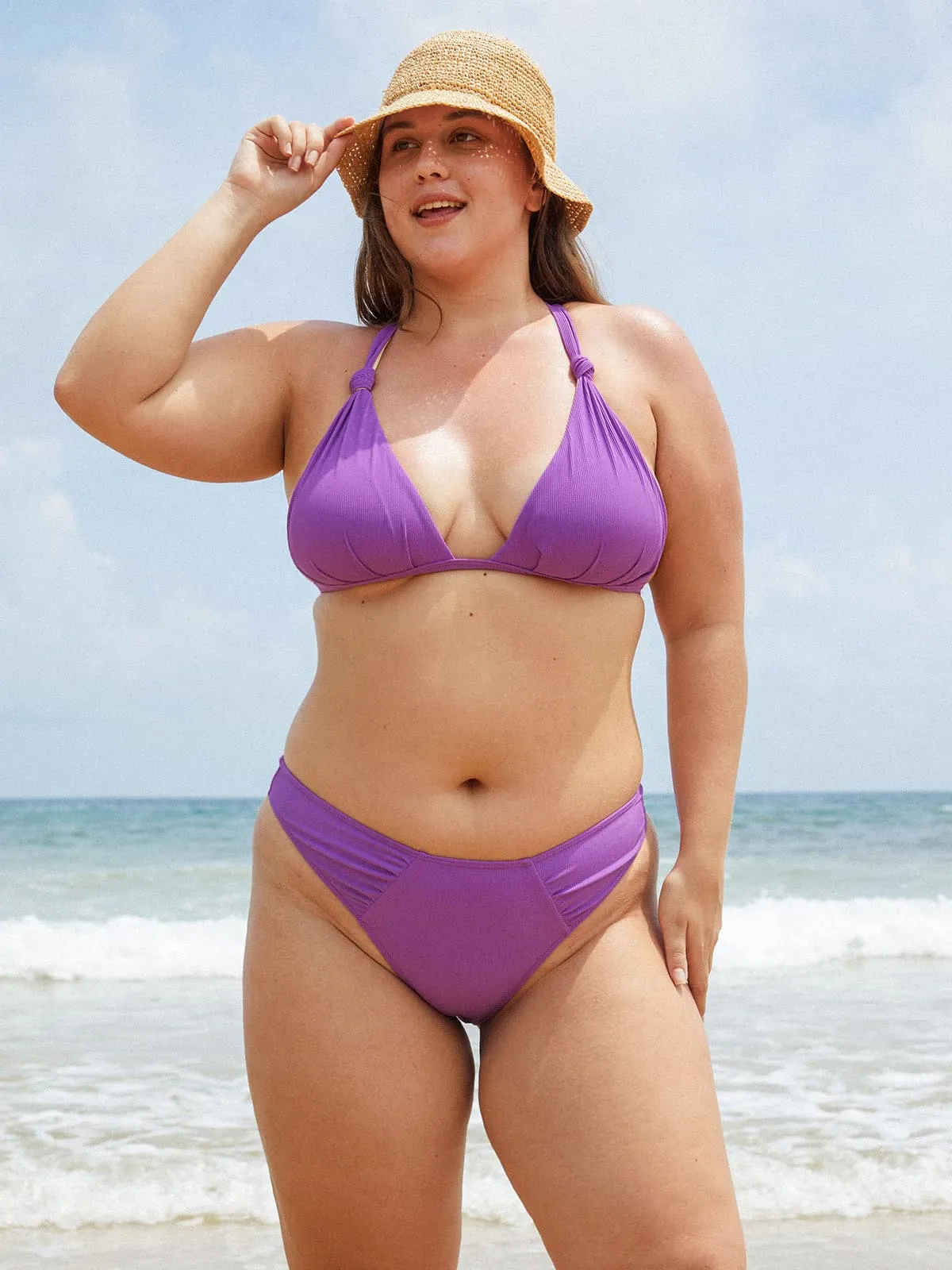 Purple Ruched Plus Size Bikini Bottom sold by BERLOOK product image thumbnail 3