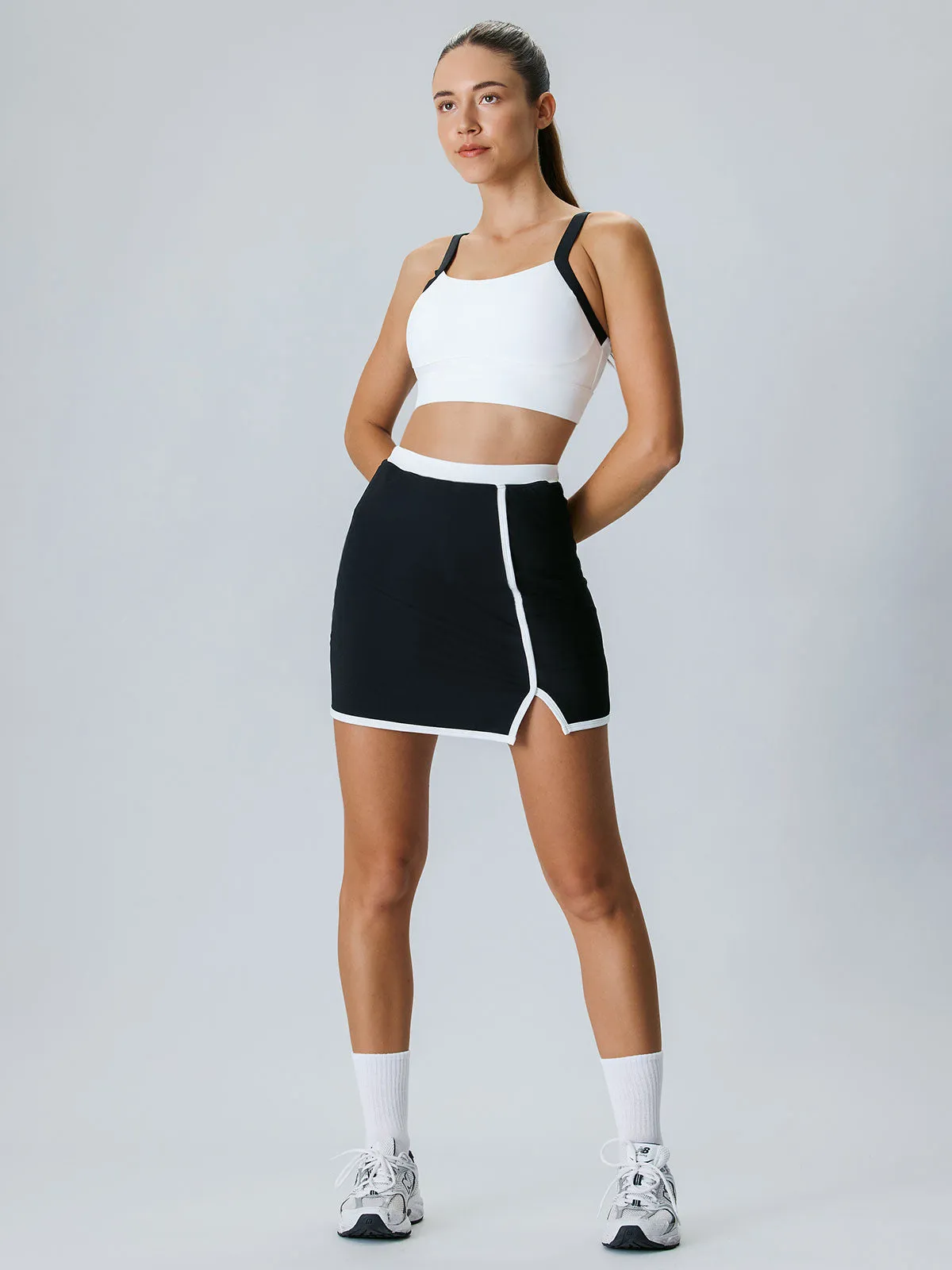 Black Contrast A-Line Skirt sold by BERLOOK product image thumbnail 5