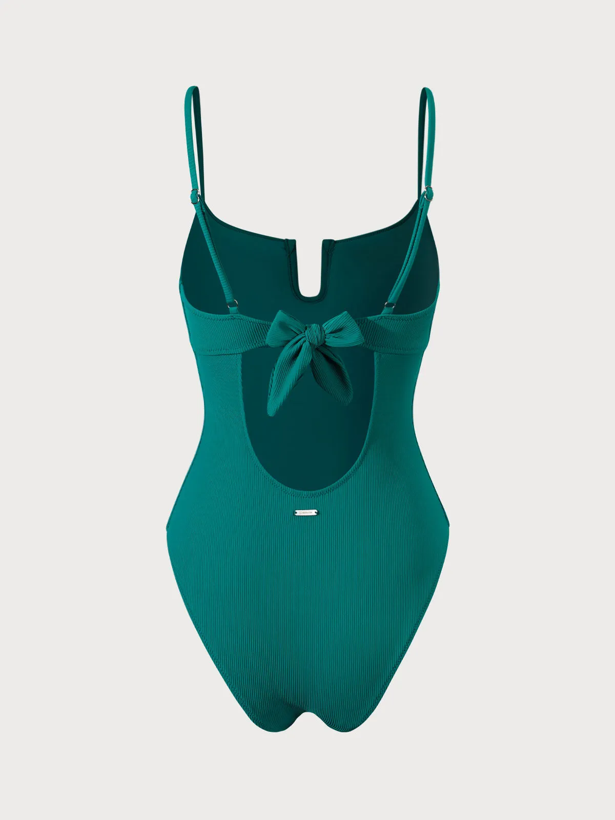 Green U-Neck Backless One-Piece Swimsuit sold by BERLOOK product image thumbnail 5