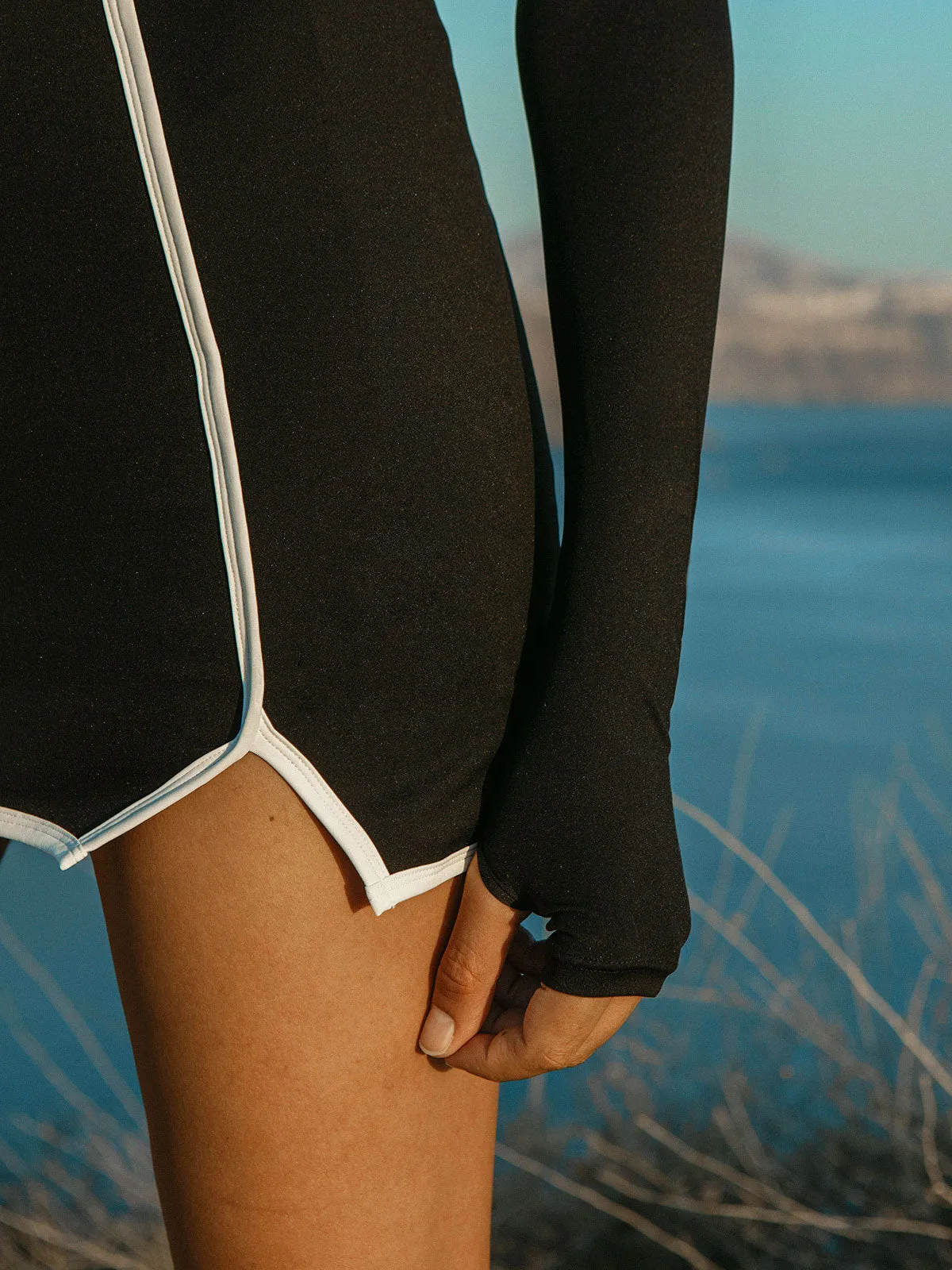 Black Contrast Halter Long Sleeve Top sold by BERLOOK product image thumbnail 4