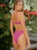 Rose Red Ribbed Bikini Bottom sold by BERLOOK