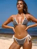 Black Geometric Textured Tie Bikini Bottom sold by BERLOOK