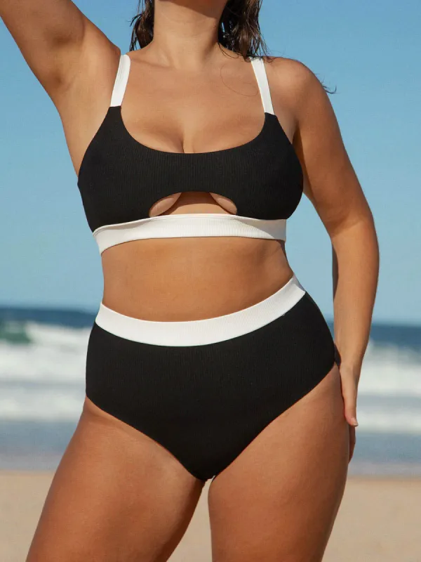 Contrast Trim Plus Size Bikini Top sold by BERLOOK
