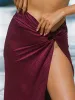 Burgundy Geometric Twist Cover-Up Skirt sold by BERLOOK