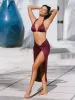 Burgundy Geometric Twist Cover-Up Skirt sold by BERLOOK