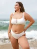Floral Cutout Drawstring Plus Size Bikini Top sold by BERLOOK