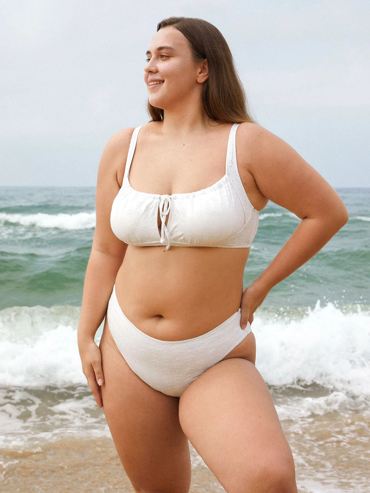 Floral Cutout Drawstring Plus Size Bikini Top sold by BERLOOK product image thumbnail 4