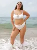 Floral Cutout Drawstring Plus Size Bikini Top sold by BERLOOK