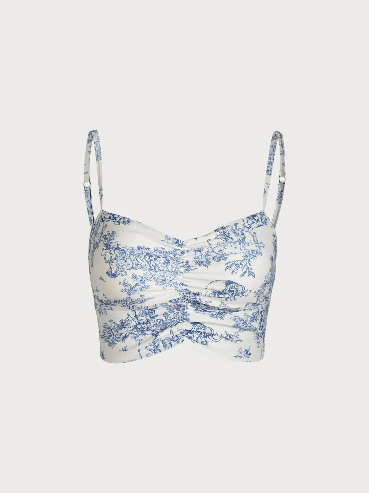Blue Ruched Floral Longline Bikini Top sold by BERLOOK product image thumbnail 5