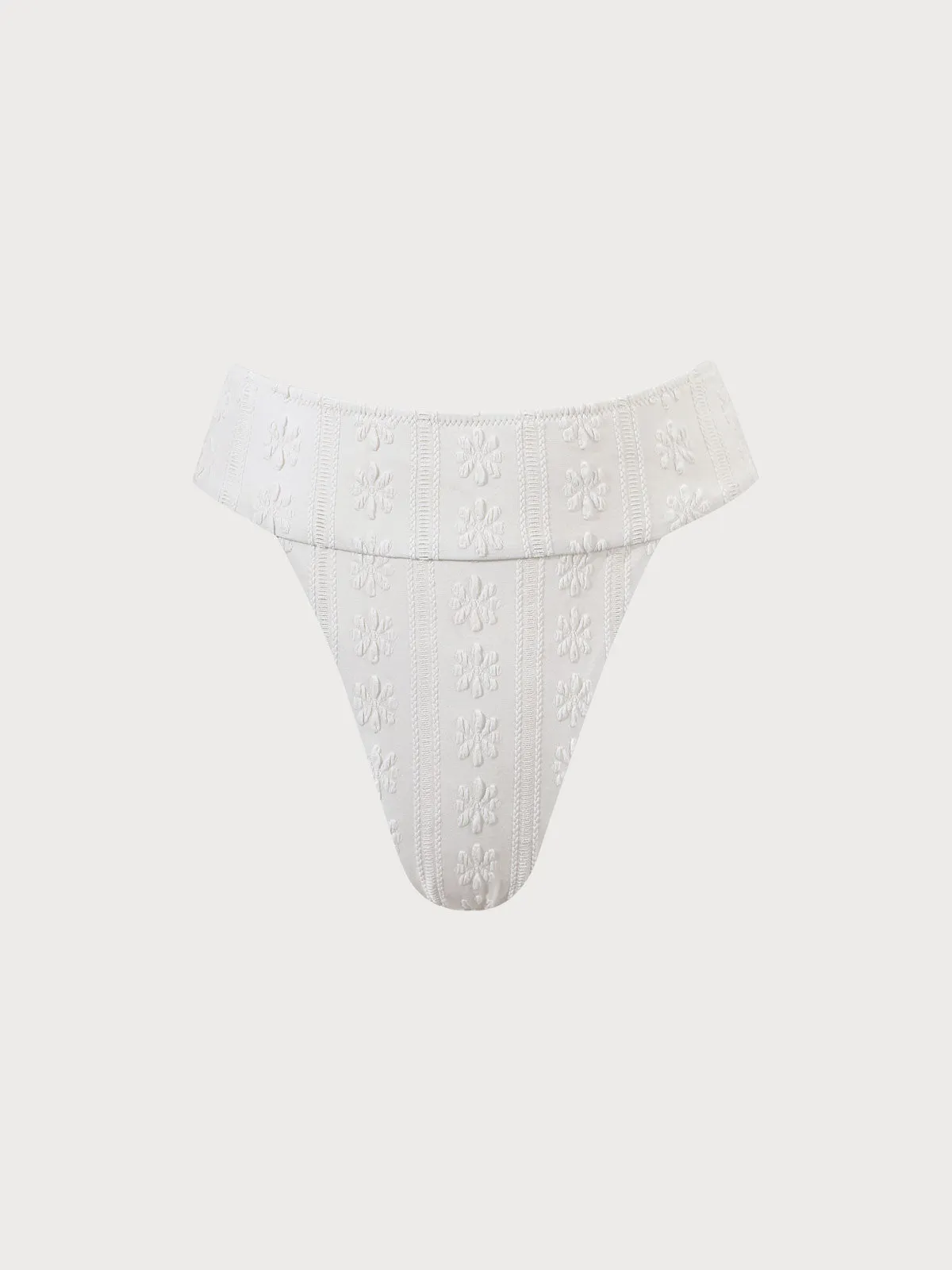 White Jacquard Wide Waistband Bikini Bottom sold by BERLOOK product image thumbnail 5