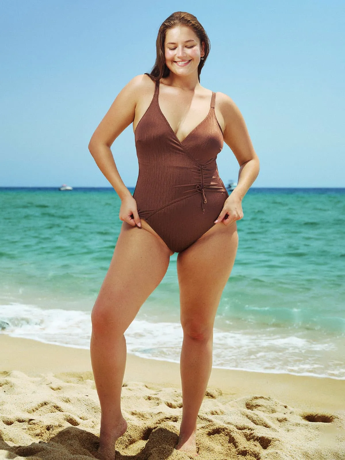 Drawstring Plus Size One-Piece Swimsuit sold by BERLOOK product image thumbnail 5