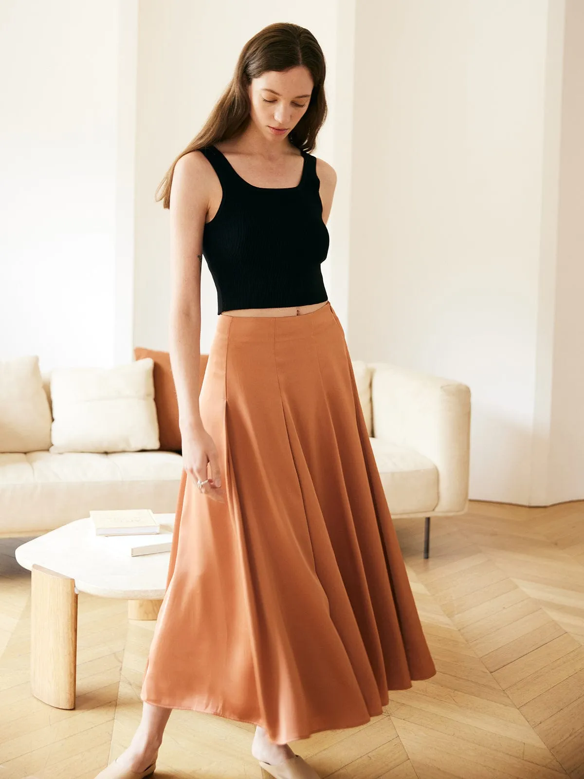 Zip Up Pleated Midi Skirt sold by BERLOOK product image thumbnail 2