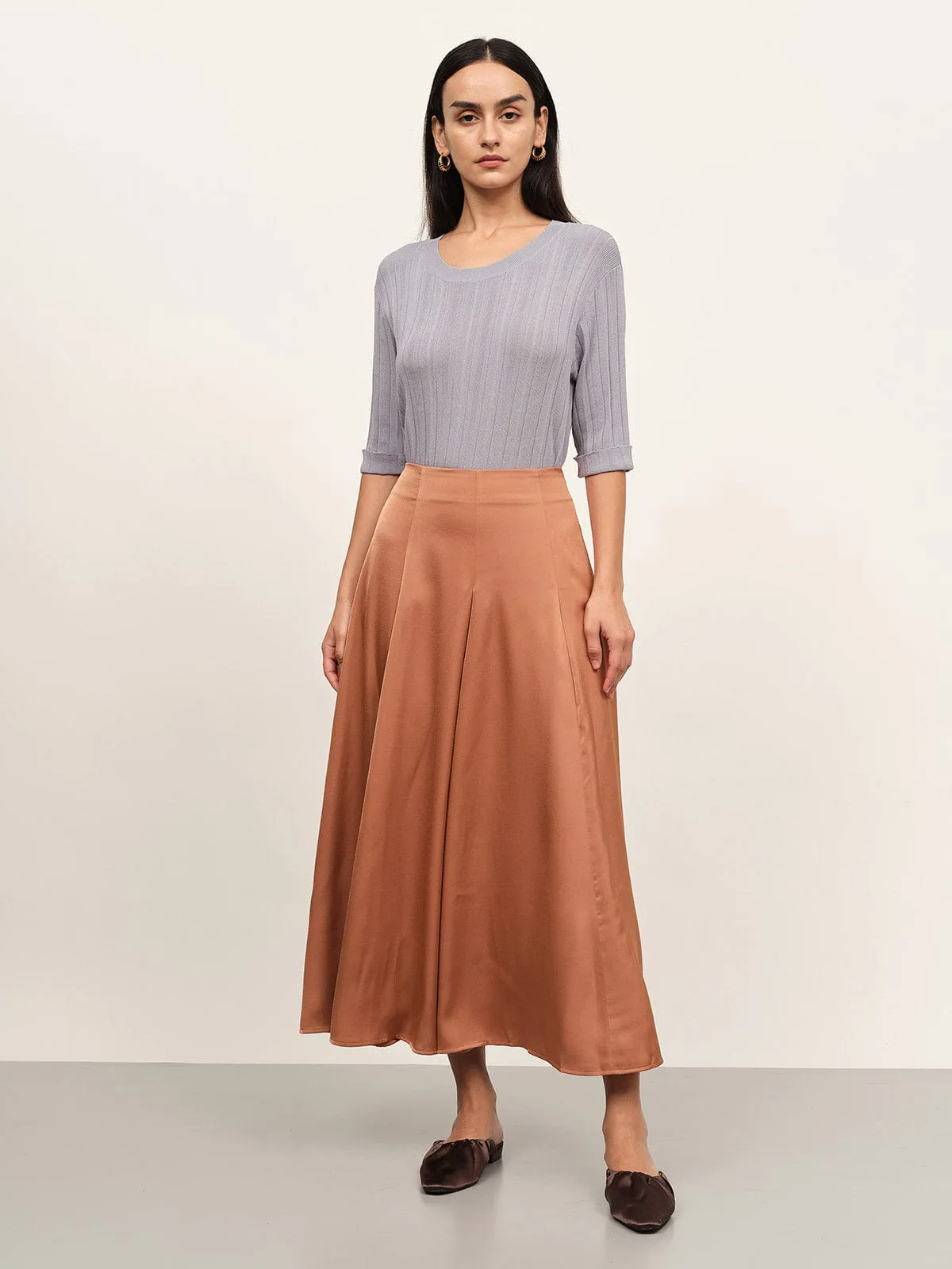 Zip Up Pleated Midi Skirt sold by BERLOOK product image thumbnail 3