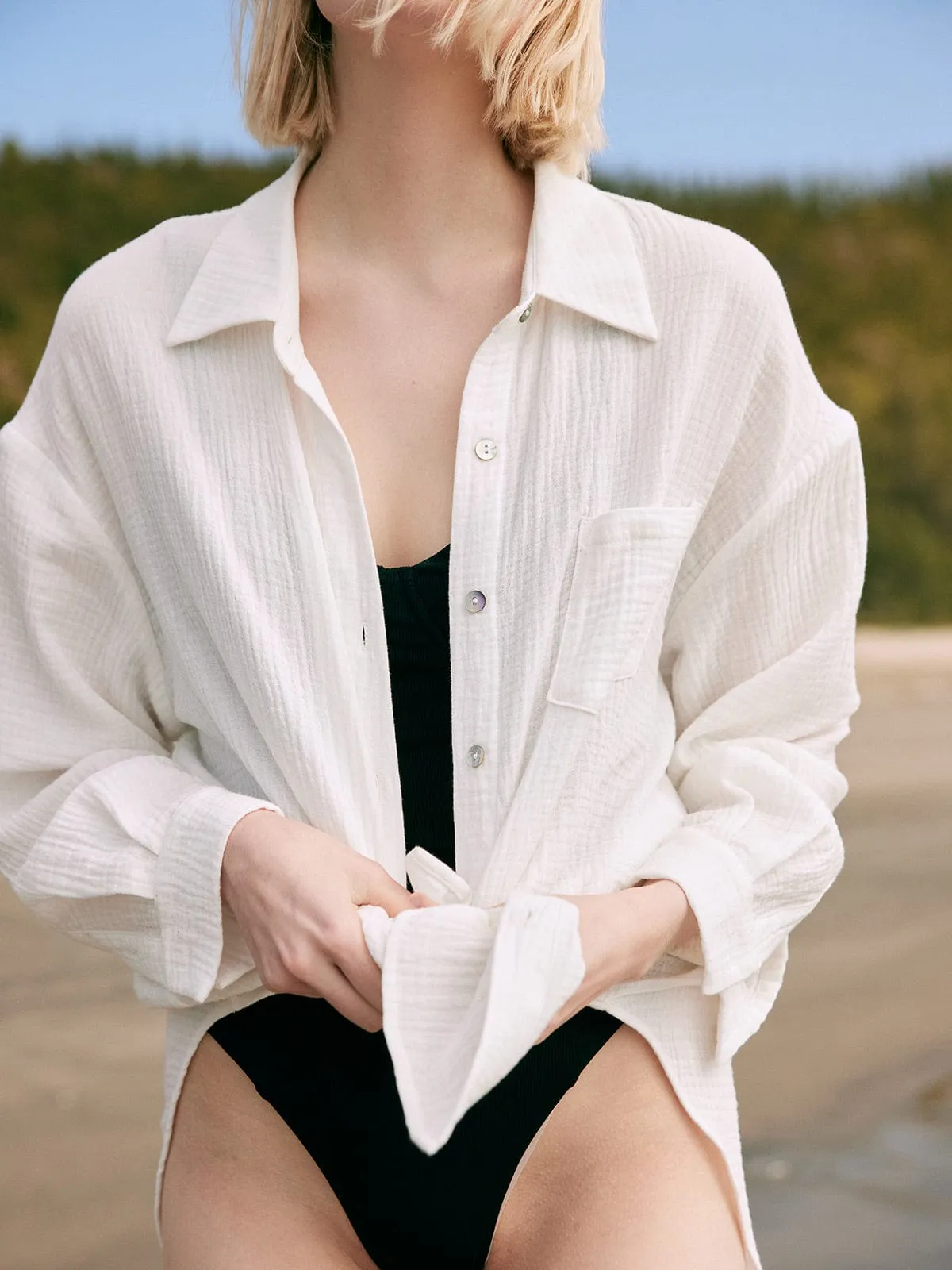 Lapel Pocket Organic Cotton Cover Up sold by BERLOOK product image thumbnail 2