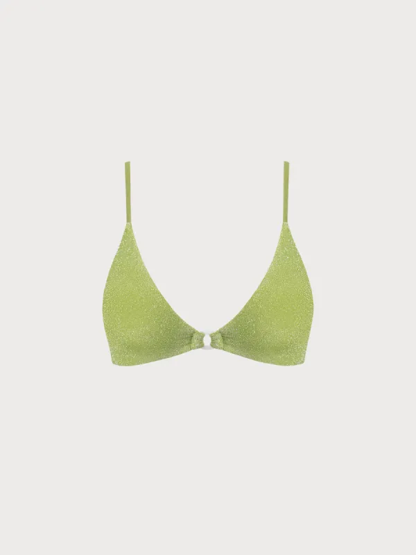 Light Green Lurex O-Ring Bikini Top sold by BERLOOK