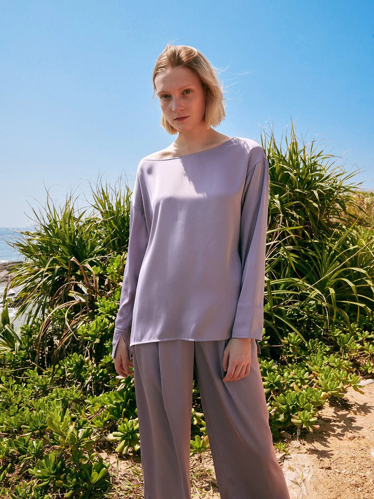 Solid Side Split Blouse sold by BERLOOK