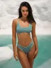 Cyan Contrast Stitch Bikini Bottom sold by BERLOOK
