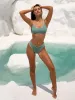 Cyan Contrast Stitch Bikini Bottom sold by BERLOOK