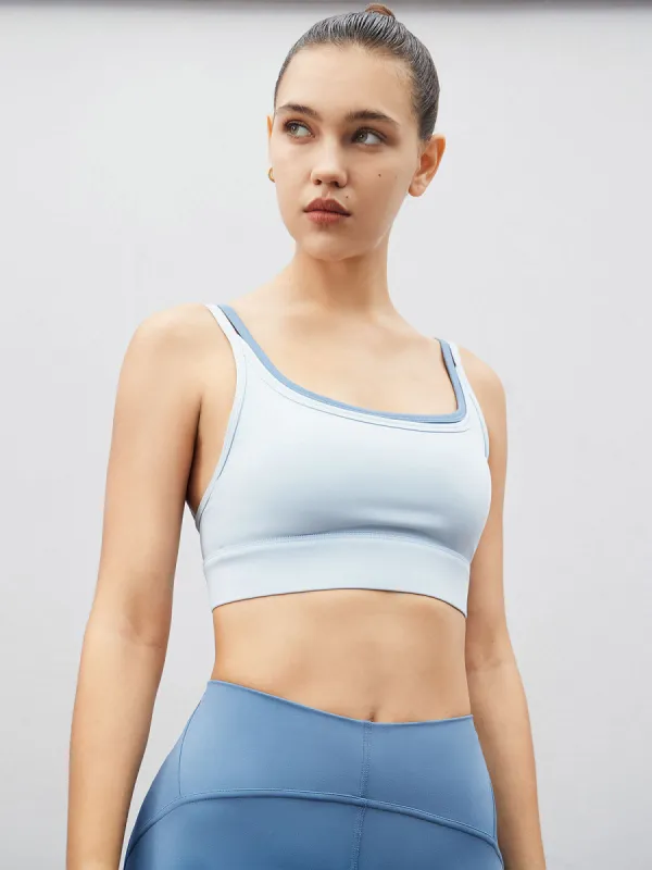 Light Blue Contrast Sports Bra sold by BERLOOK