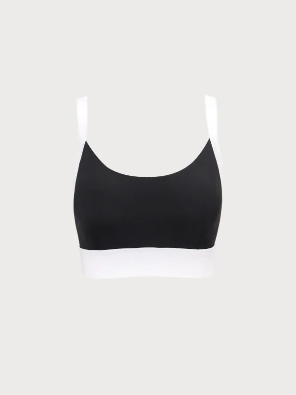 Black Contrast Yoga Sports Bra sold by BERLOOK
