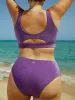 Purple Lurex Plus Size Bikini Bottom sold by BERLOOK
