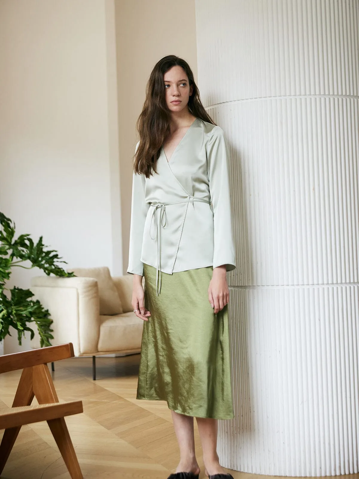 Knotted Belt Solid Blouse sold by BERLOOK product image thumbnail 2