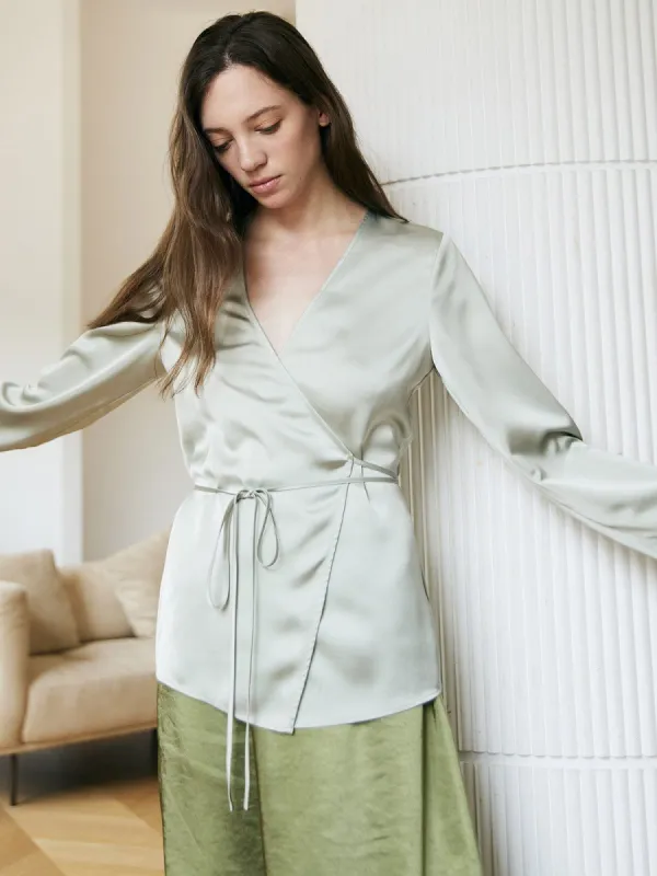 Knotted Belt Solid Blouse sold by BERLOOK