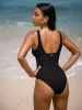 Black Cutout One-Piece Swimsuit sold by BERLOOK