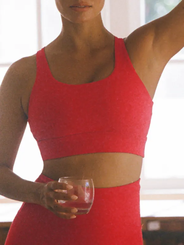Red U Neck Sports Bra sold by BERLOOK