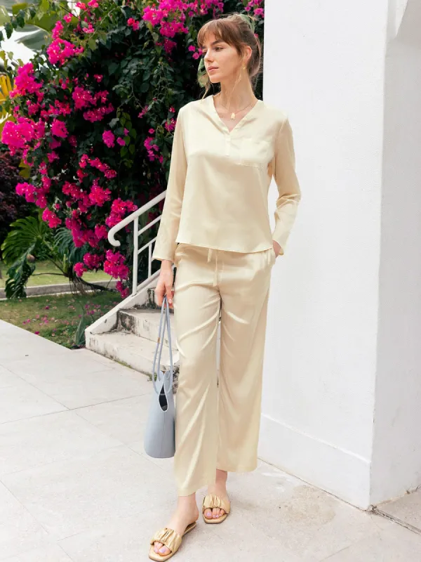 V Neck Pocket Pajama Set sold by BERLOOK