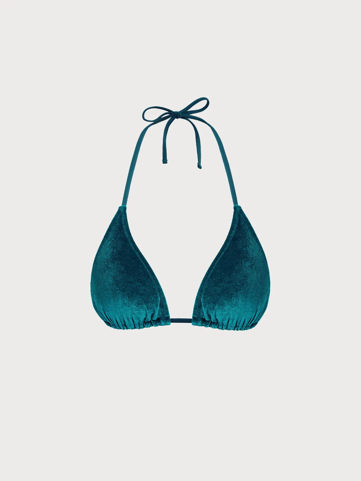 Malachite Green Halter Velvet Bikini Top sold by BERLOOK