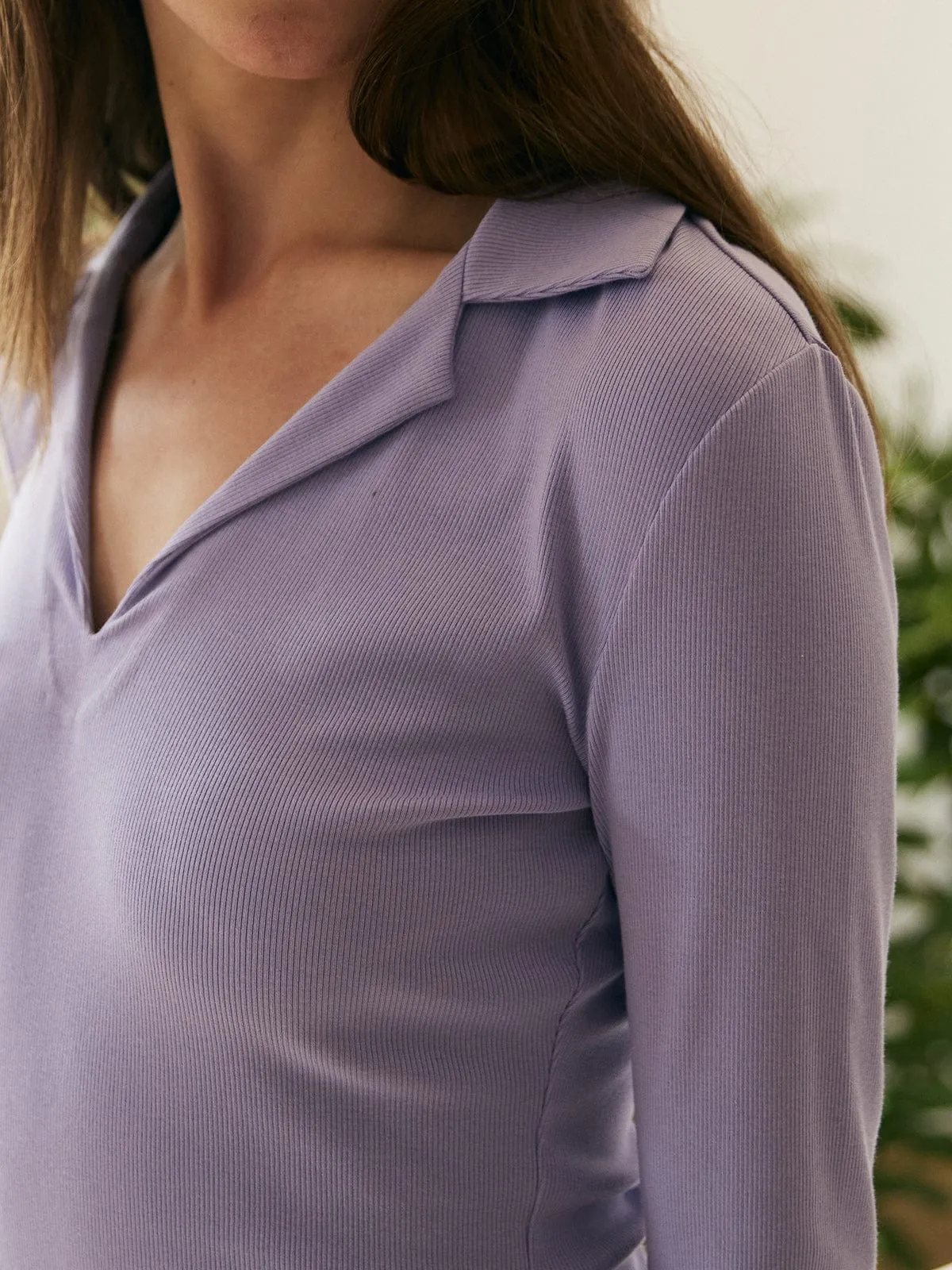 Lapel Ribbed EcoCosy® Viscose Tee sold by BERLOOK product image thumbnail 3