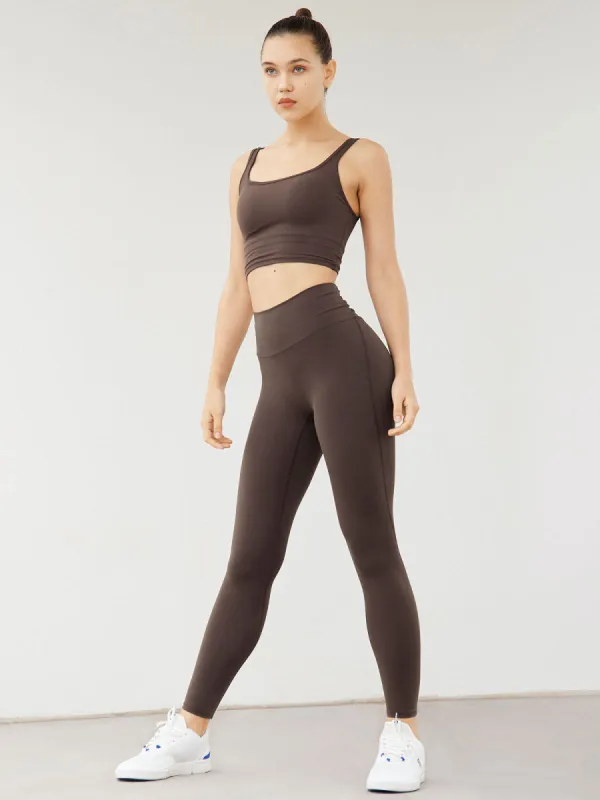 Coffee Cross Back Leggings 25” sold by BERLOOK
