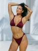 Burgundy Jacquard Knot Bikini Top sold by BERLOOK