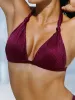 Burgundy Jacquard Knot Bikini Top sold by BERLOOK
