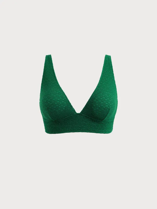 Green V-Neck Plus Size Bikini Top sold by BERLOOK