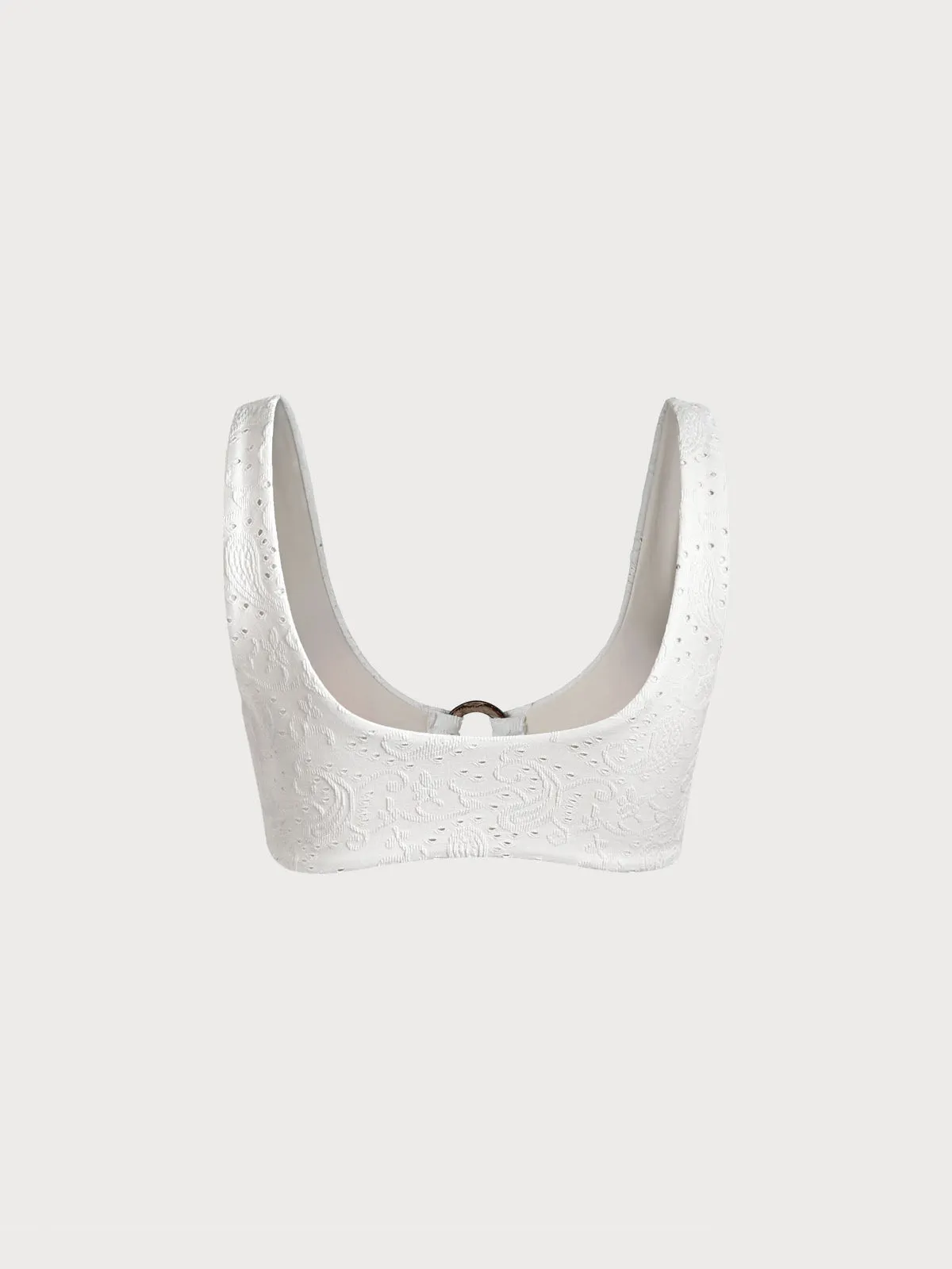 White Textured O-Ring Bralette Bikini Top sold by BERLOOK product image thumbnail 3