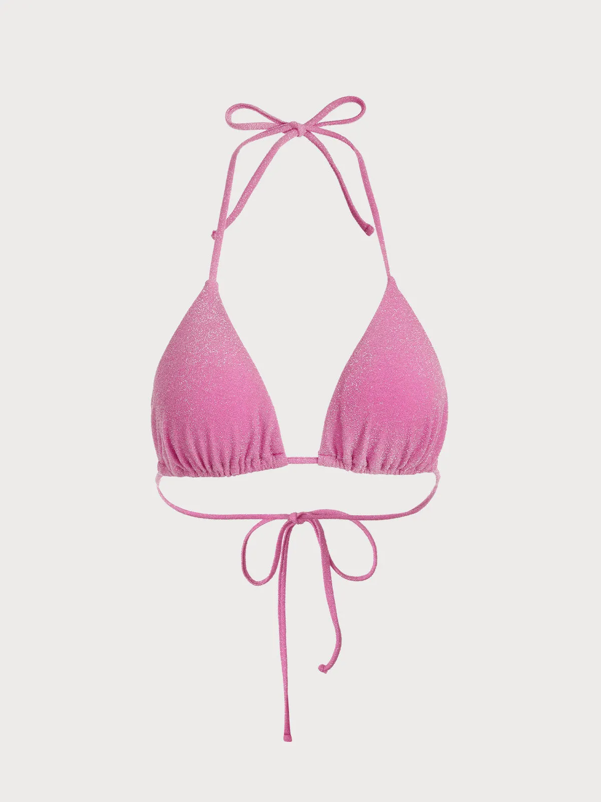 Pink Lurex Halter Triangle Bikini Top sold by BERLOOK product image thumbnail 5