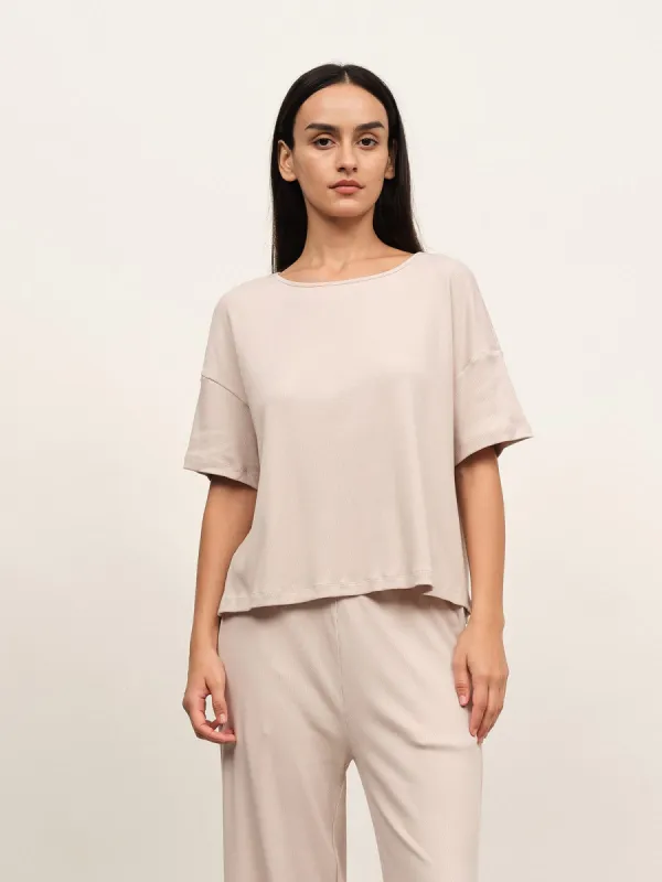 Solid EcoCosy® Viscose Drop Shoulder Tee sold by BERLOOK