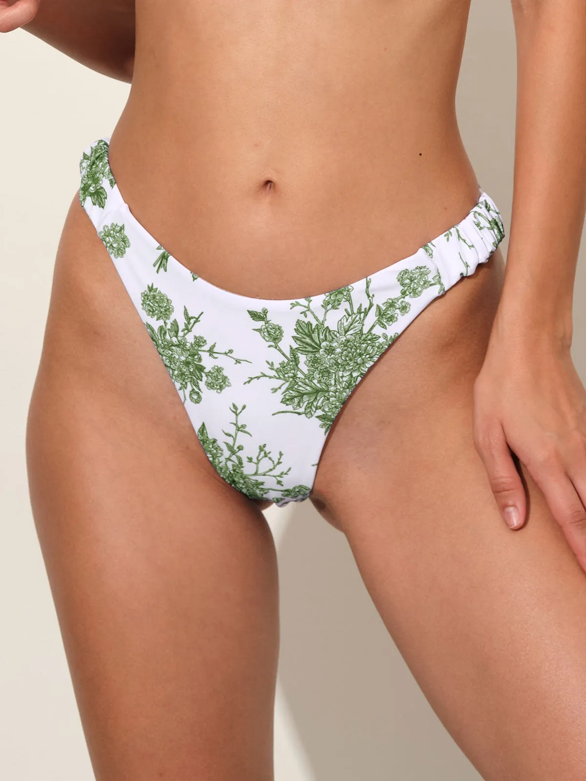 Green High Cut Floral Bikini Bottom sold by BERLOOK