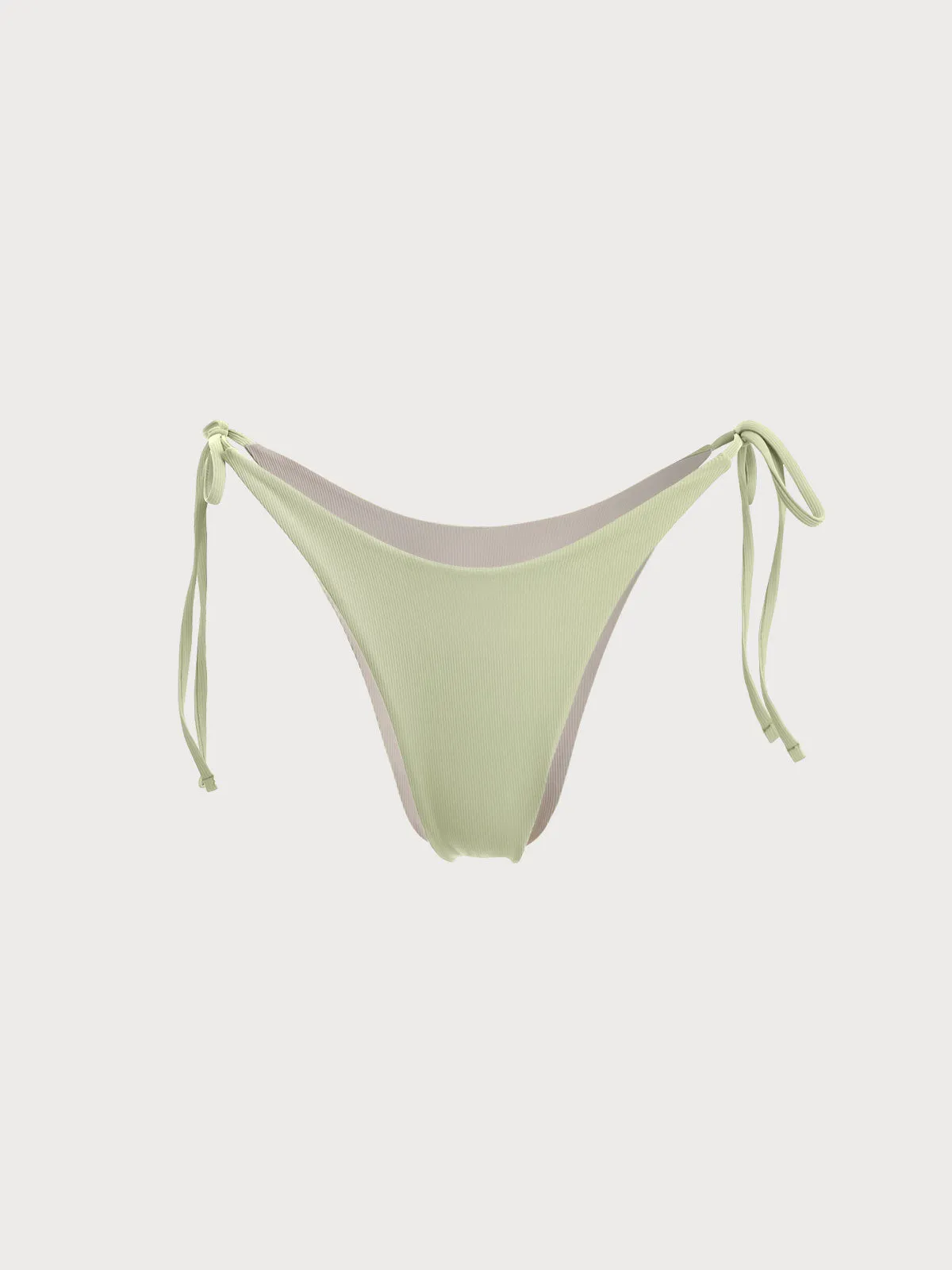 Light Green Ribbed Tie Reversible Bikini Bottom sold by BERLOOK