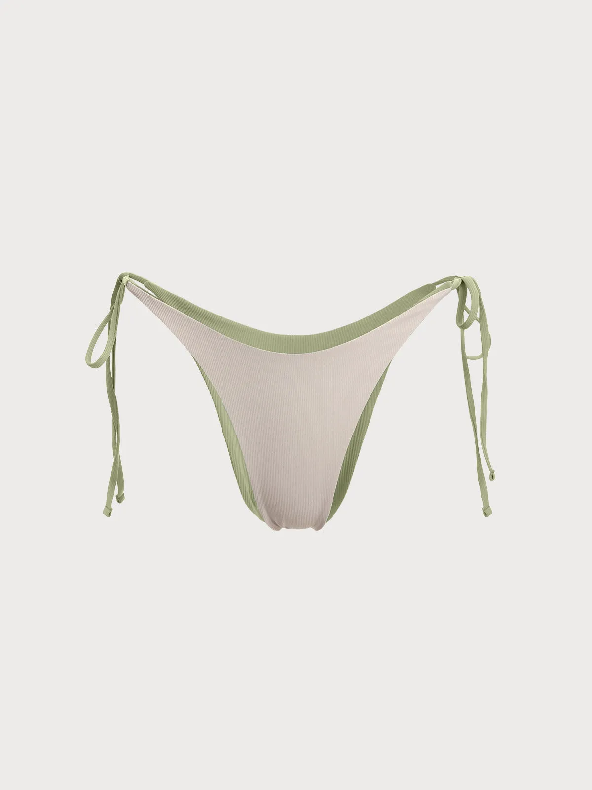 Light Green Ribbed Tie Reversible Bikini Bottom sold by BERLOOK product image thumbnail 3