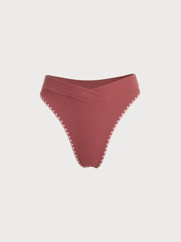 V-Cut Contrast Stitch Bikini Bottoms sold by BERLOOK