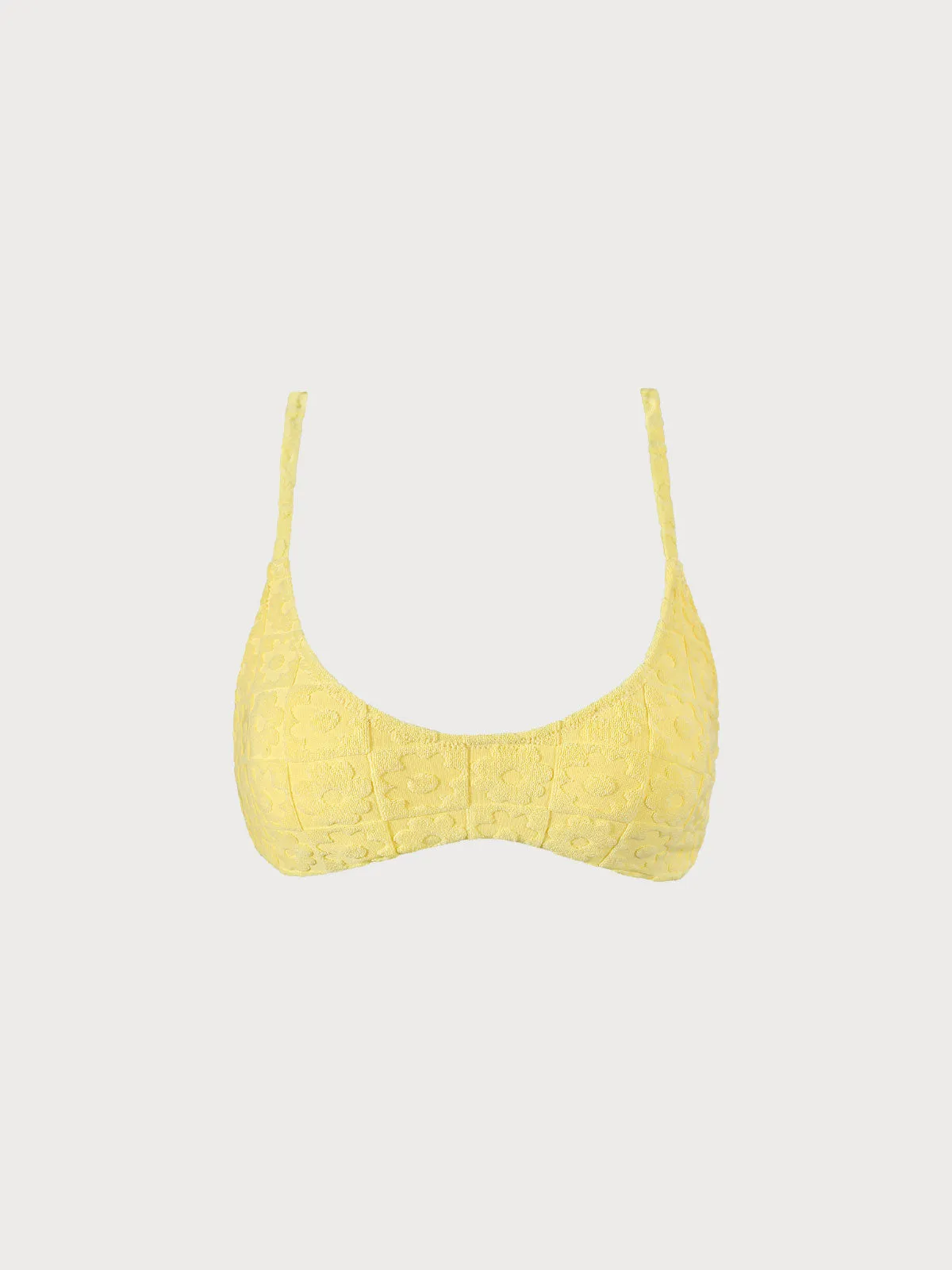 Yellow Floral Jacquar Bikini Top sold by BERLOOK product image thumbnail 5