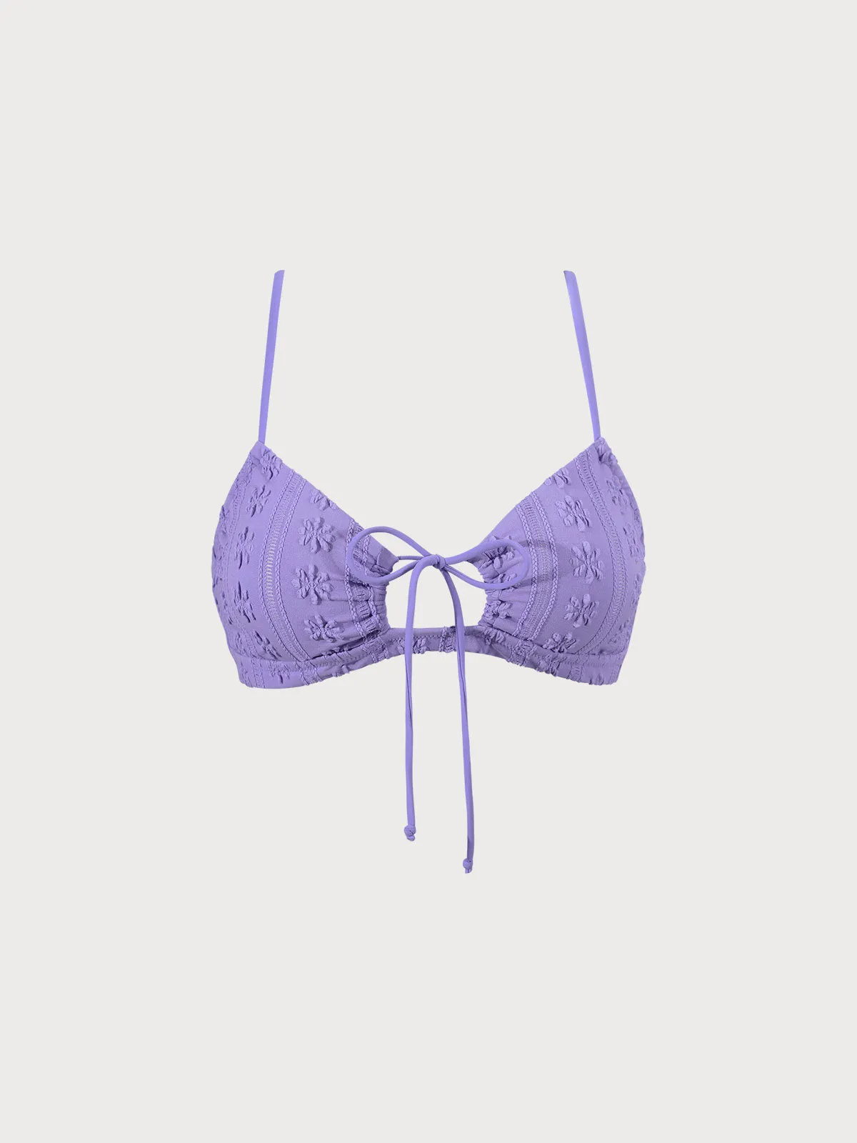 Purple Jacquard Front Drawstring Bikini Top sold by BERLOOK product image thumbnail 5