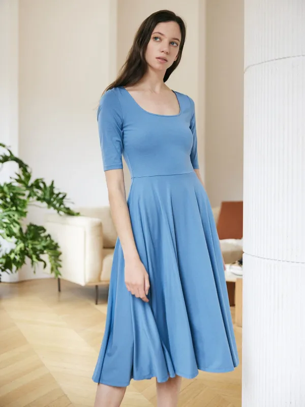 Solid Color TENCEL™ Modal Fibers Midi Dress sold by BERLOOK